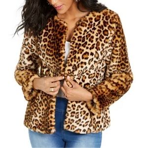 Thalia Sodi Faux Fur Leopard Print Jacket